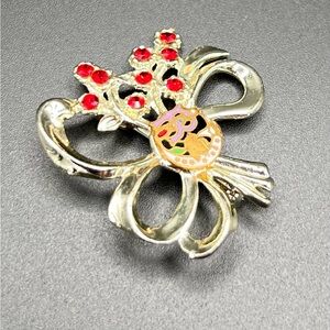 Daughters of Rebekah Rhinestone Brooch | Bow & Flowers